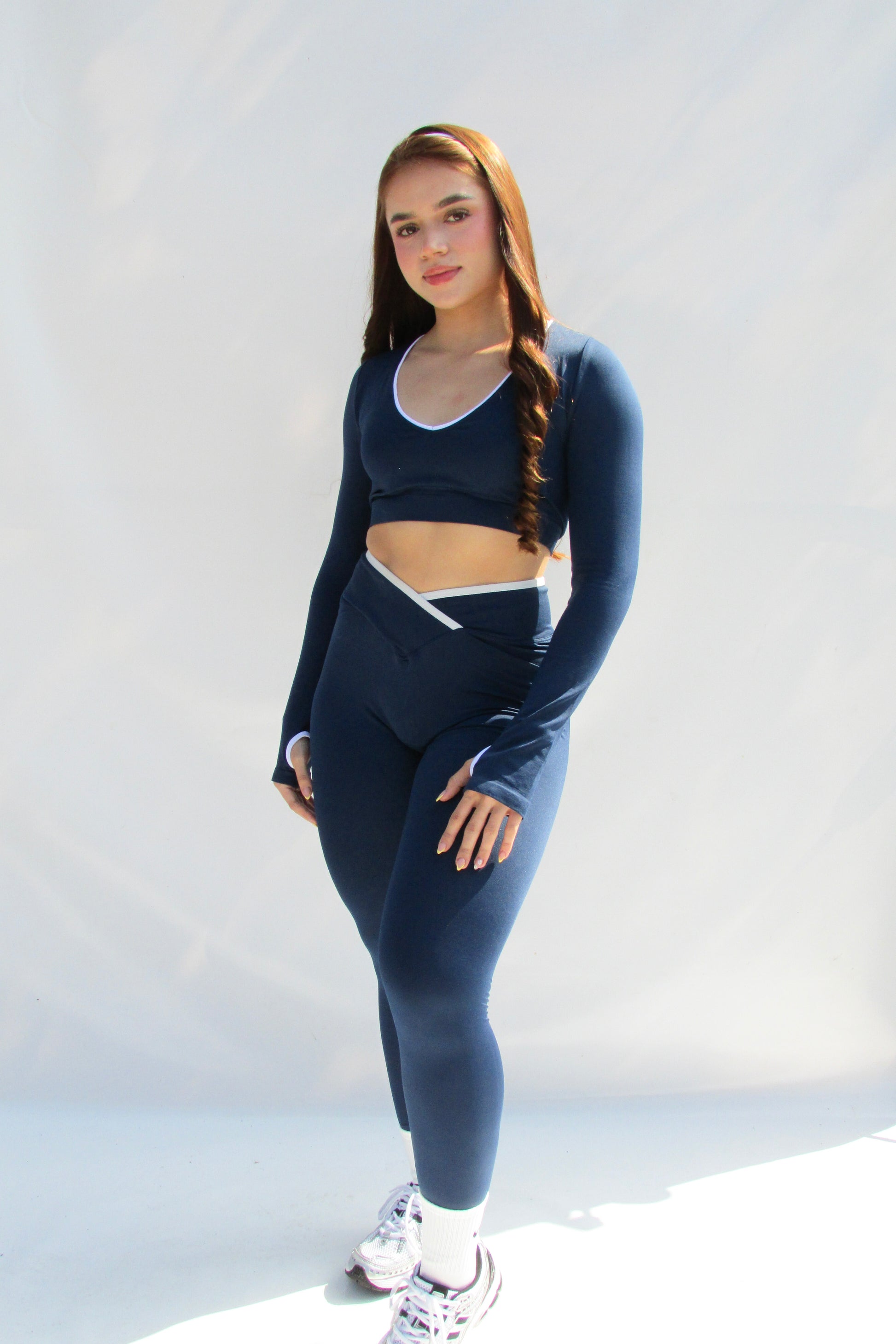 Set Lineas Leggins Azul Marino