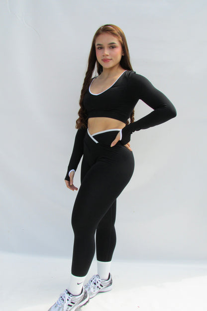 Set Lineas Leggins Negro