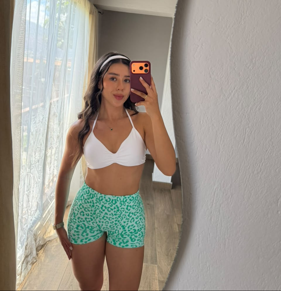 Short Animal Print Verde Menta